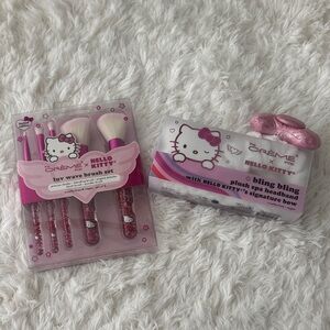 The Crème Shop x Hello Kitty Pink Makeup Brush Set and Plush Spa Headband